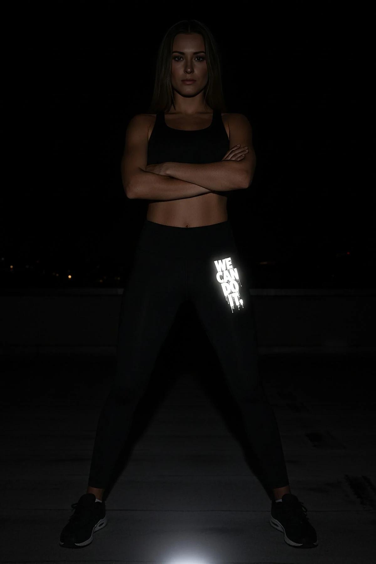Reflective 'We Can Do It' Legging with High-Visibility Print