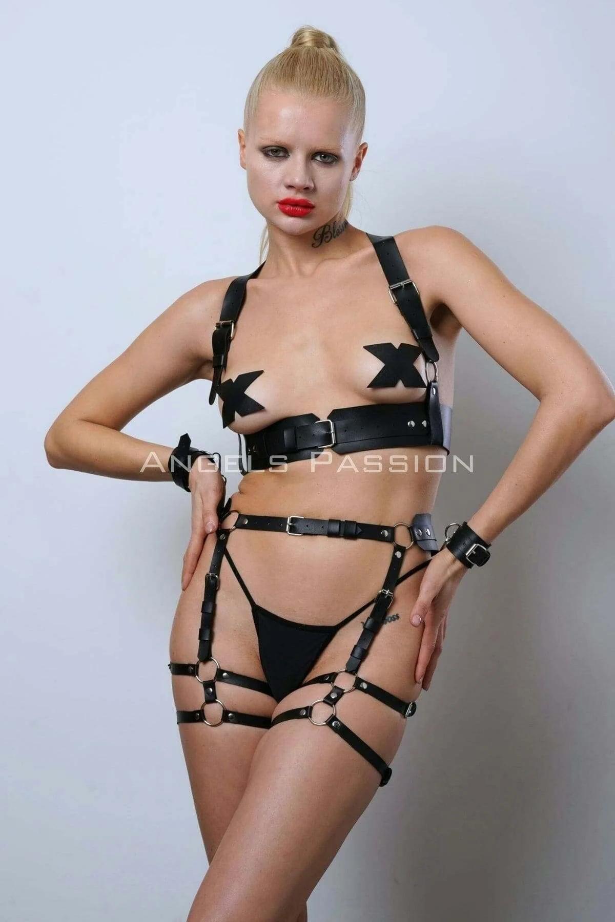 Full Body Harness with Thigh Straps and Wrist Cuffs