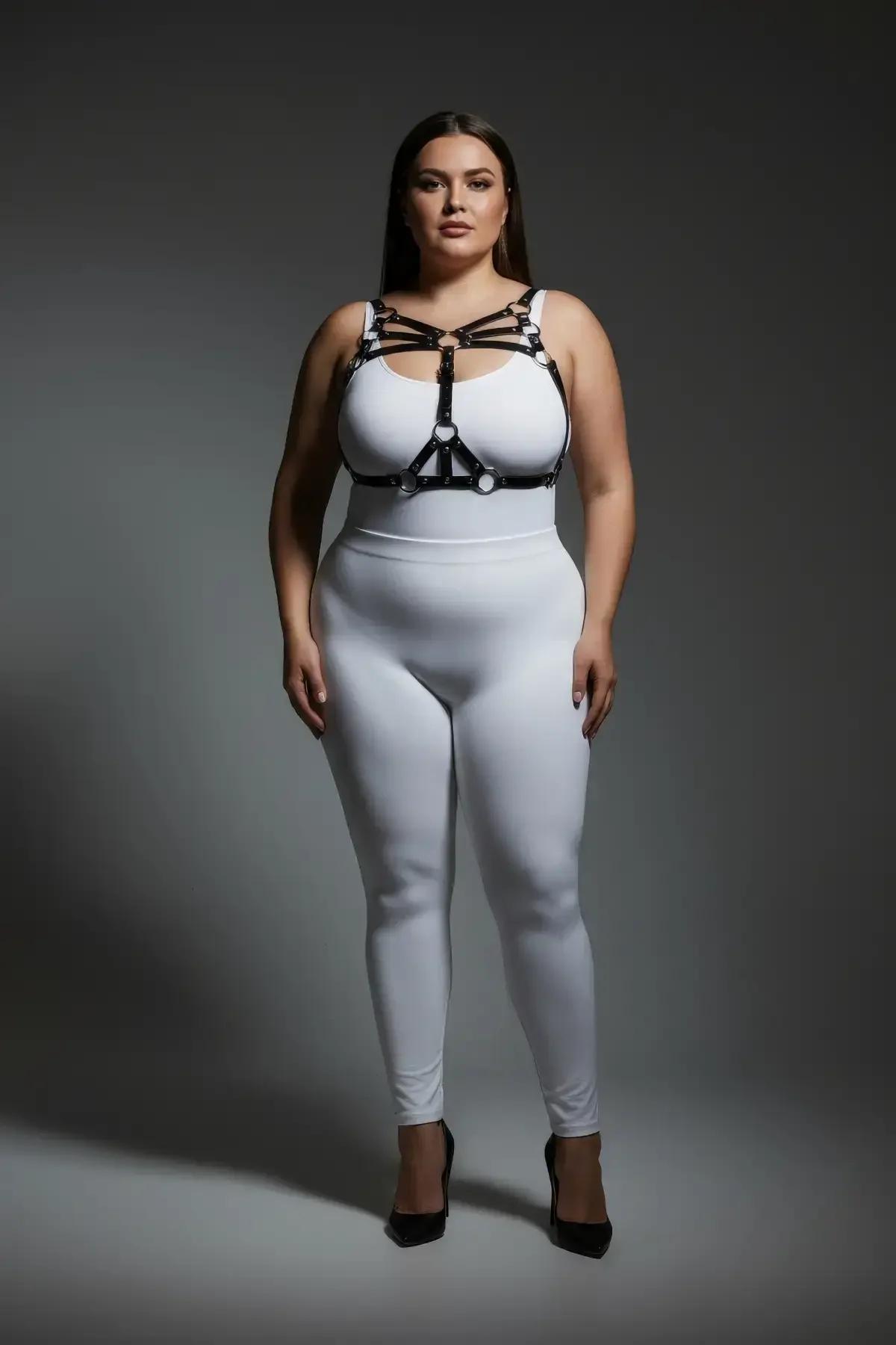 siyah harness takım yan profil büyük beden ayarlanabilir omuz kayışı detayı