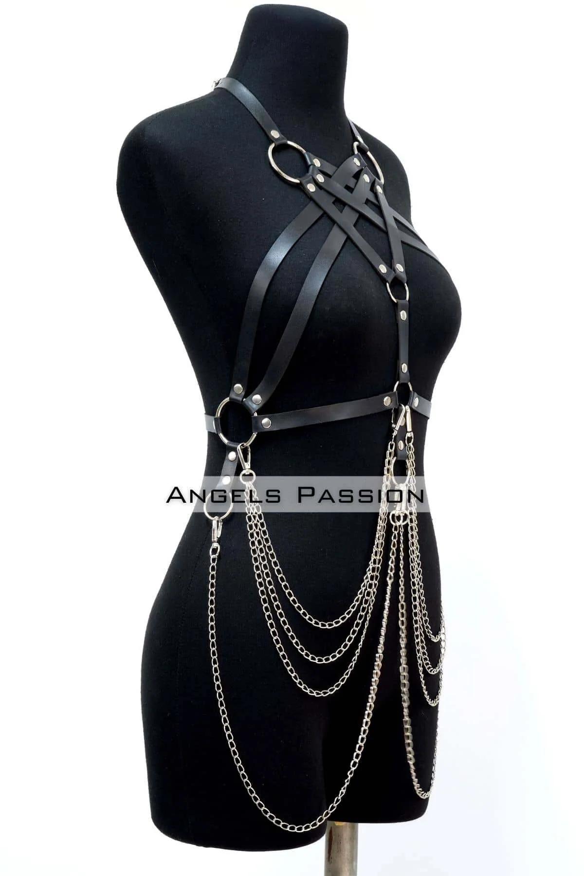 Strappy Full Body Harness with Chain