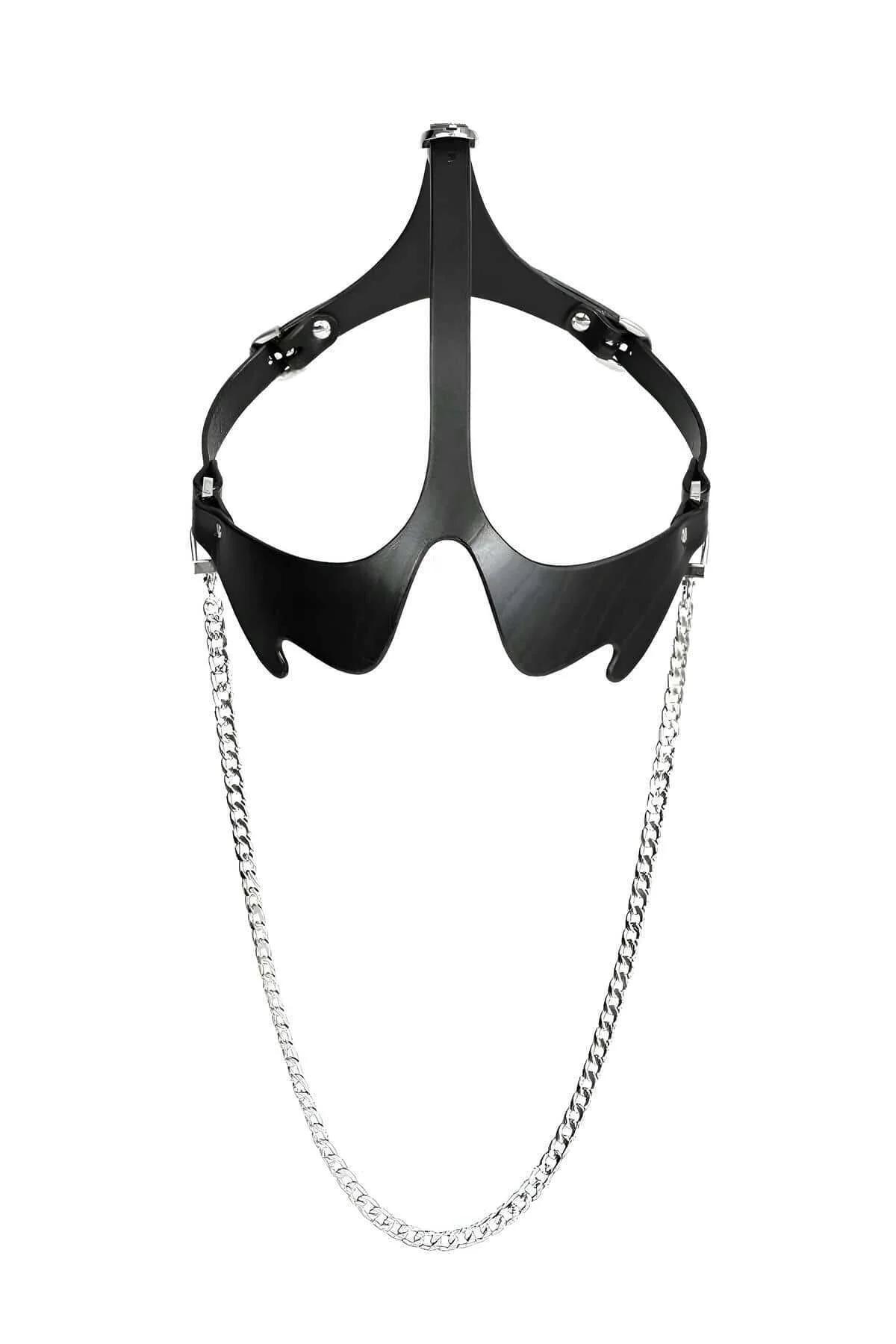 Adjustable black thigh garter straps with O-ring connectors detail view