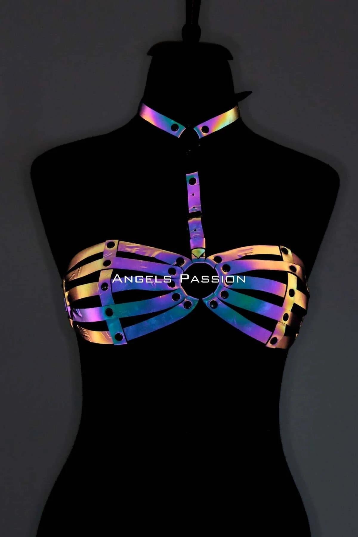 Reflective Chest Harness with O-Ring and Choker