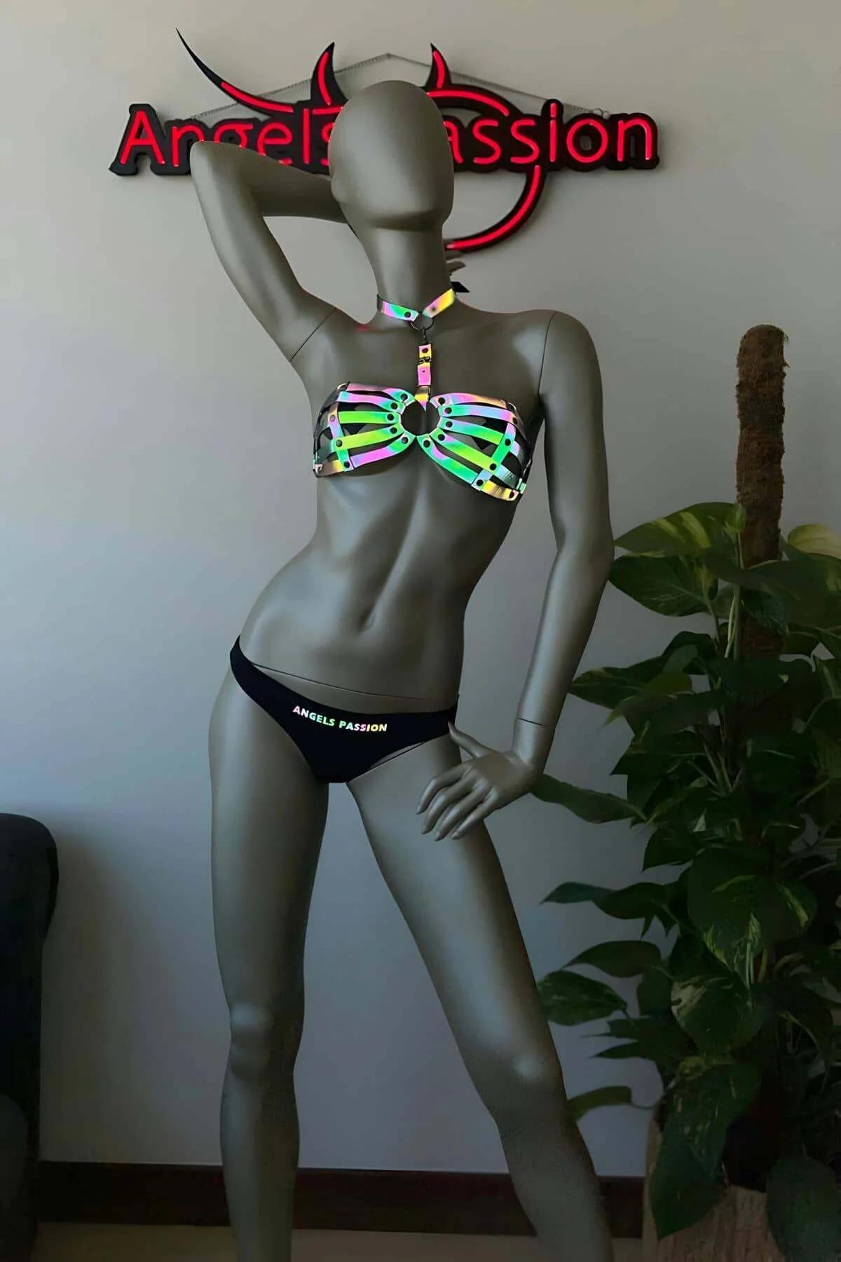 Reflective Chest Harness with O-Ring and Choker