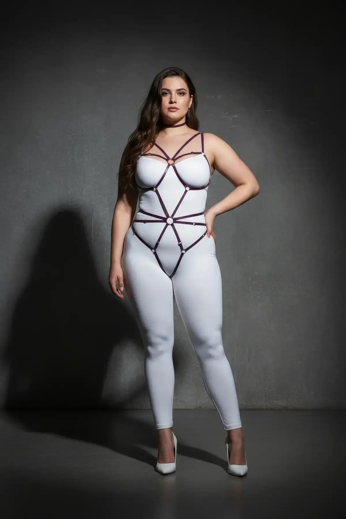 siyah halkalı harness yan profil L-4XL beden elastan bant yapısı