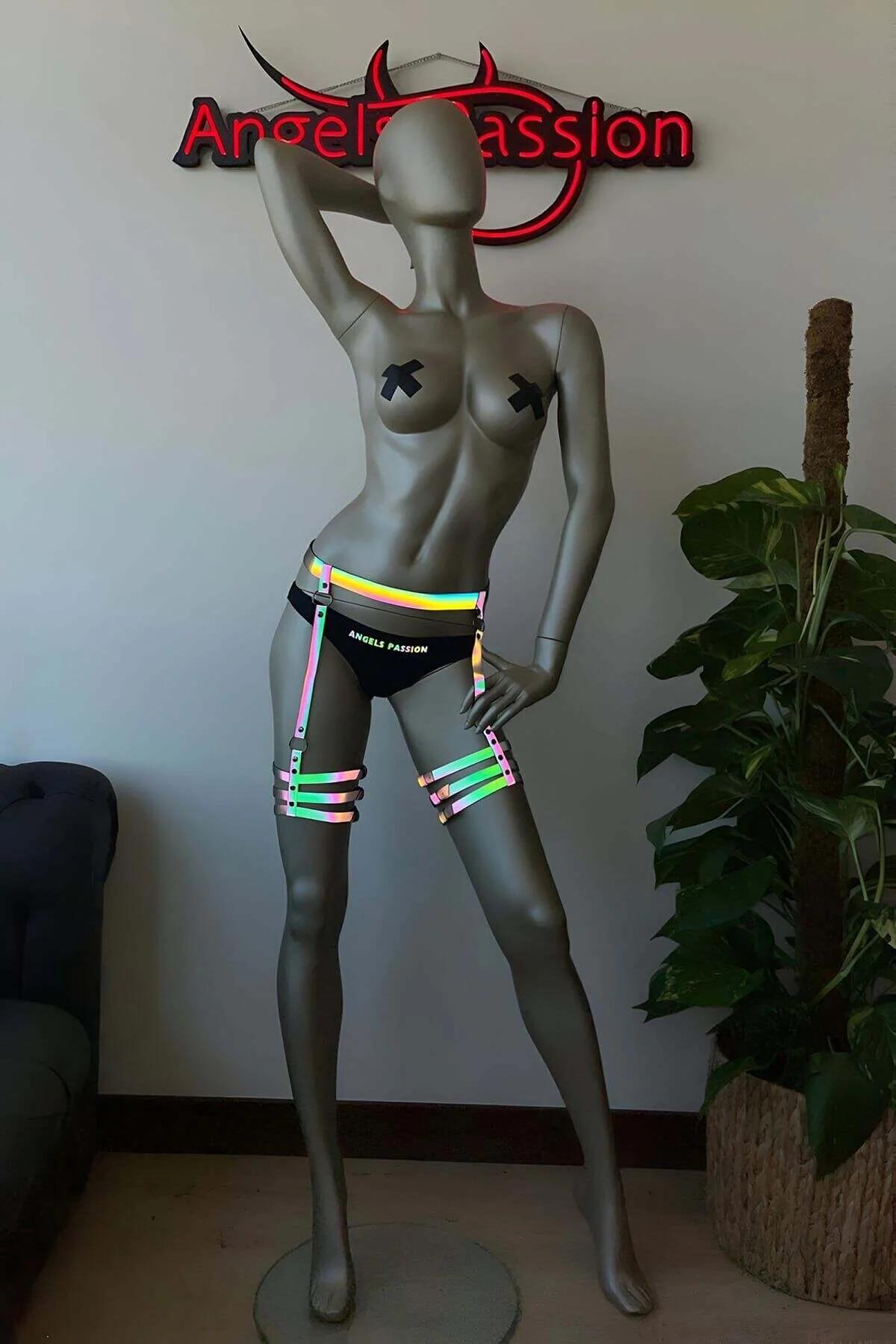 Holographic Reflective Waist and Thigh Harness Set