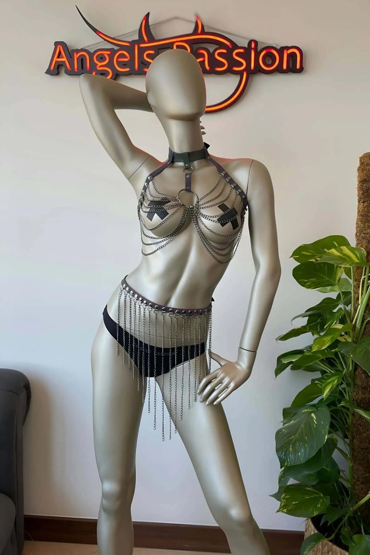 Rainbow Reflective Body Harness & Thong Rave Set