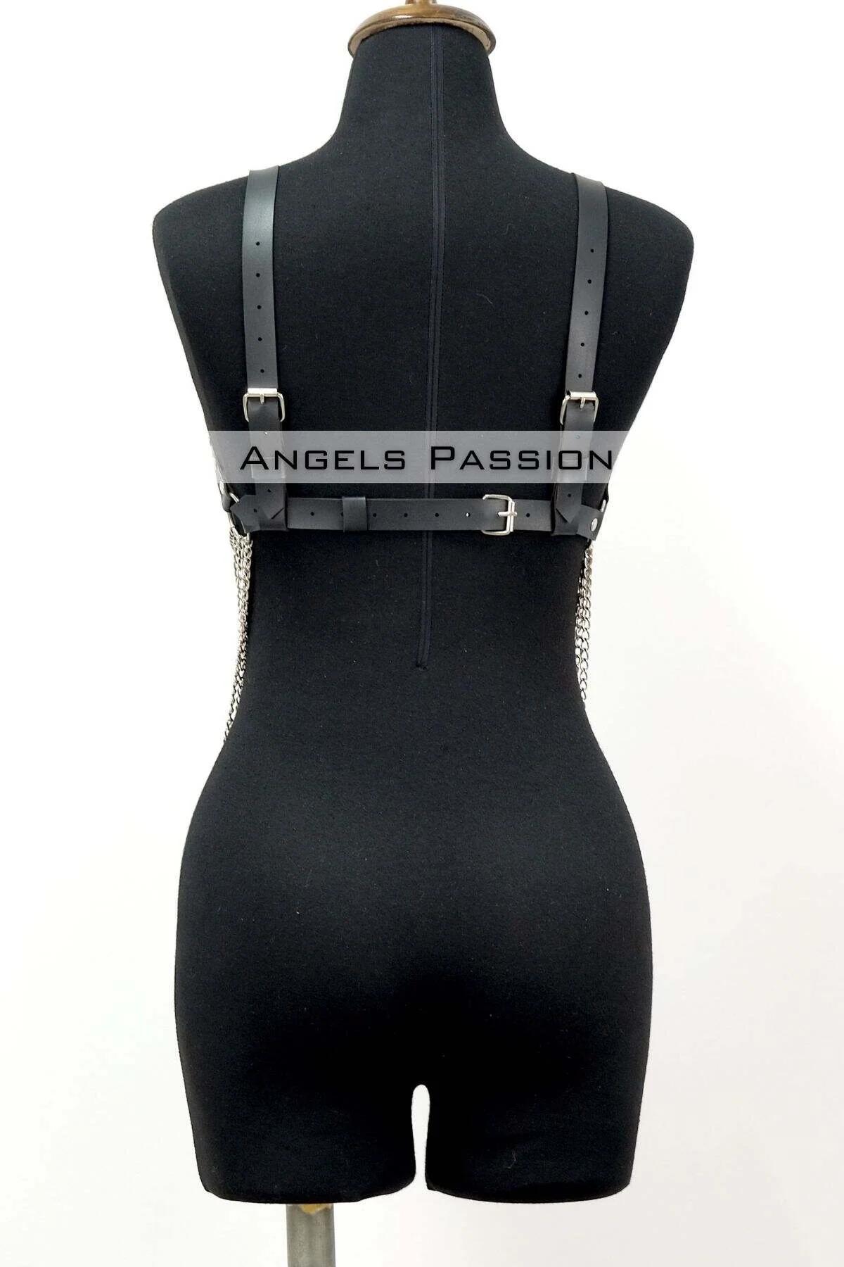 Chain Detail Faux Leather Chest Harness