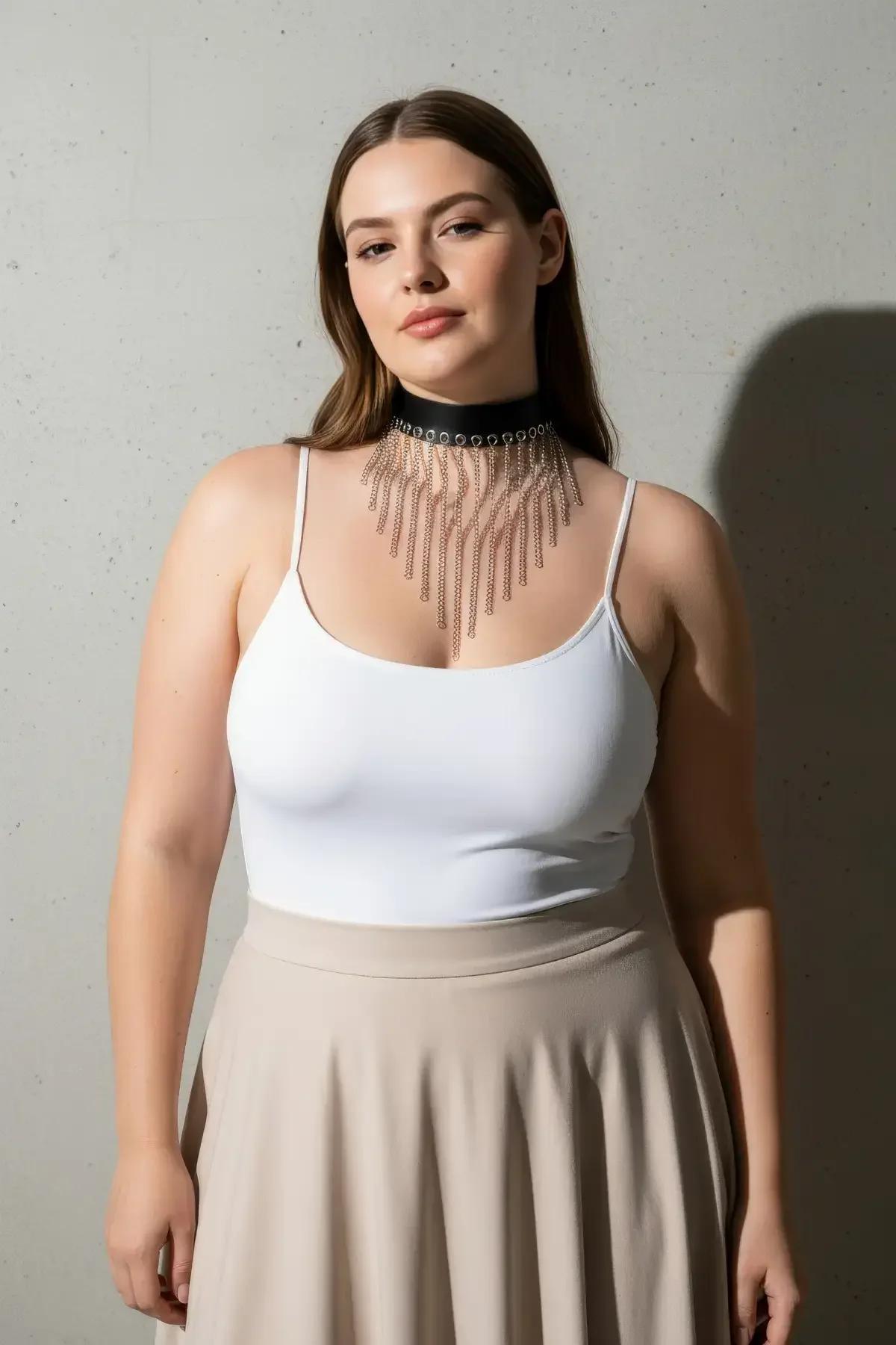 ayarlanabilir toka siyah choker kemer arka görünüm büyük beden ölçü