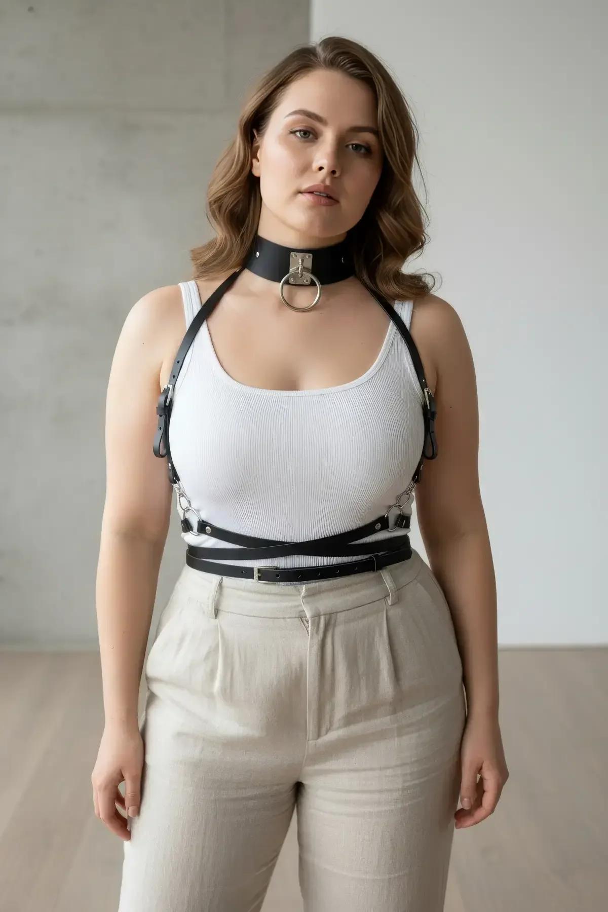 büyük beden harness vücut aksesuarı bel kemeri toka ayarı yan profil