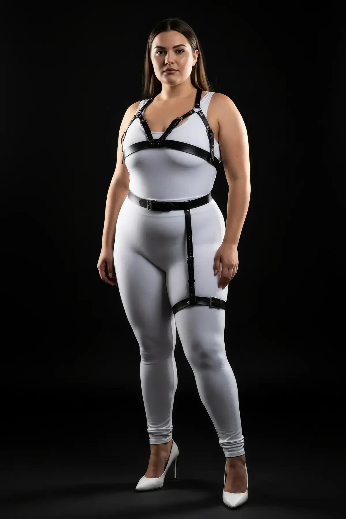 siyah deri bel kemeri harness gümüş dikdörtgen toka büyük beden kadın