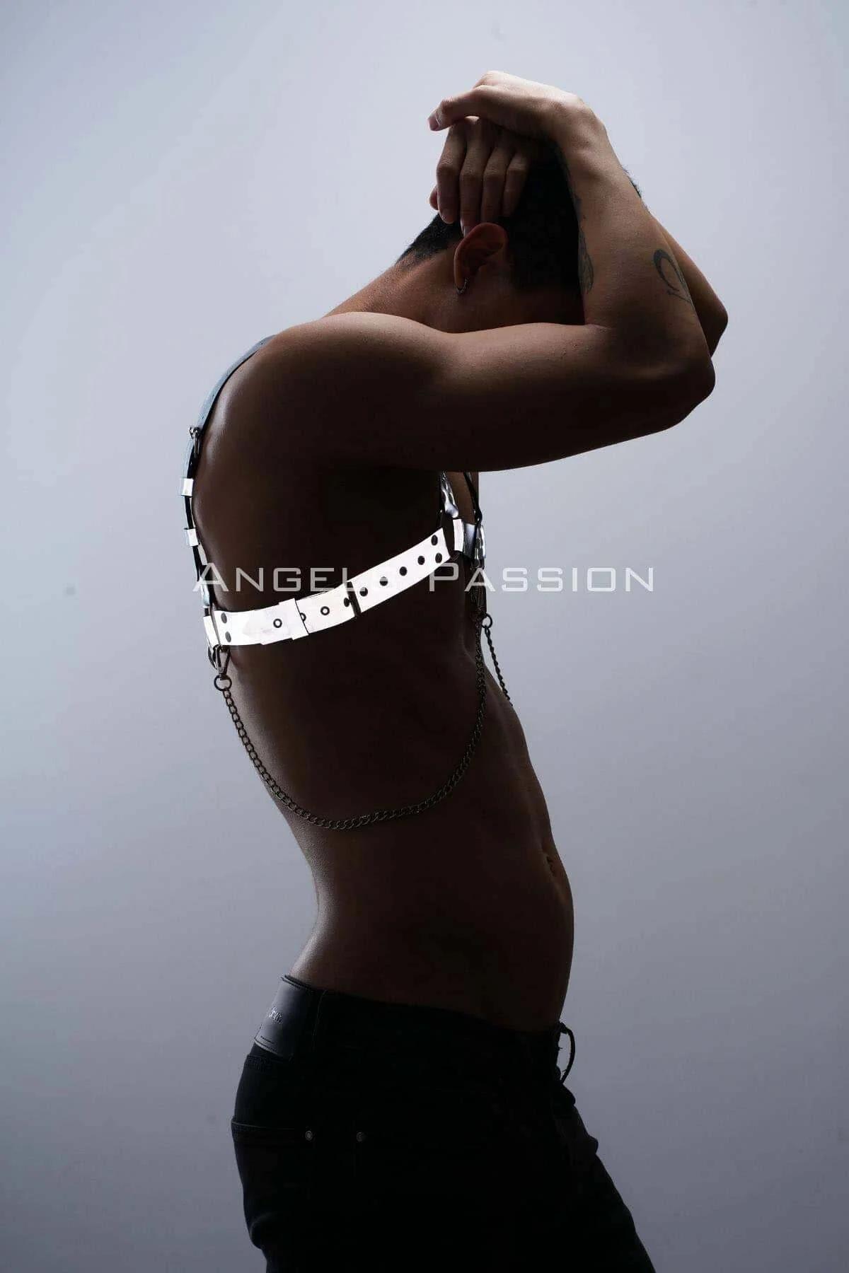 Reflective Chest Harness with Chain Detail