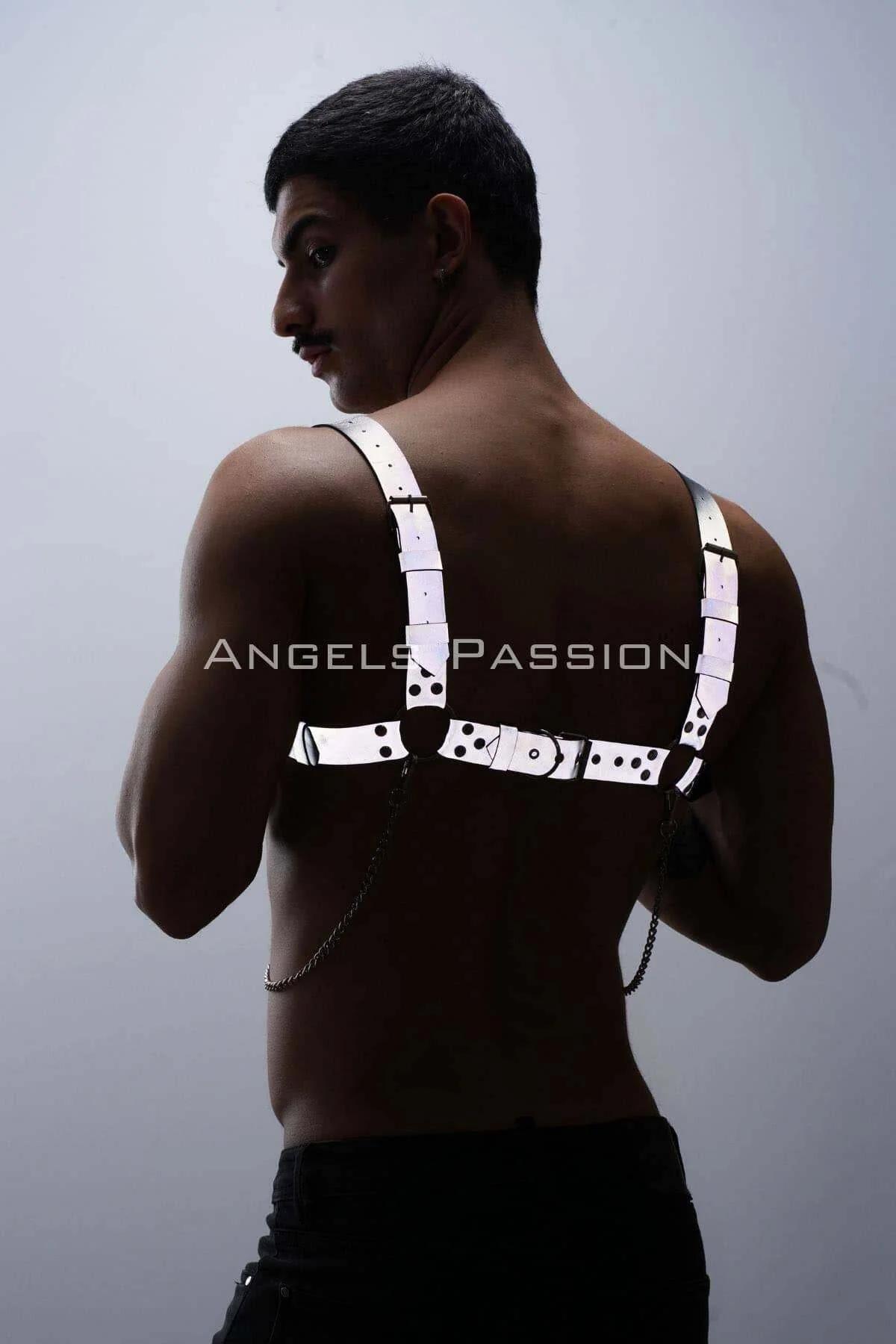 Reflective Chest Harness with Chain Detail
