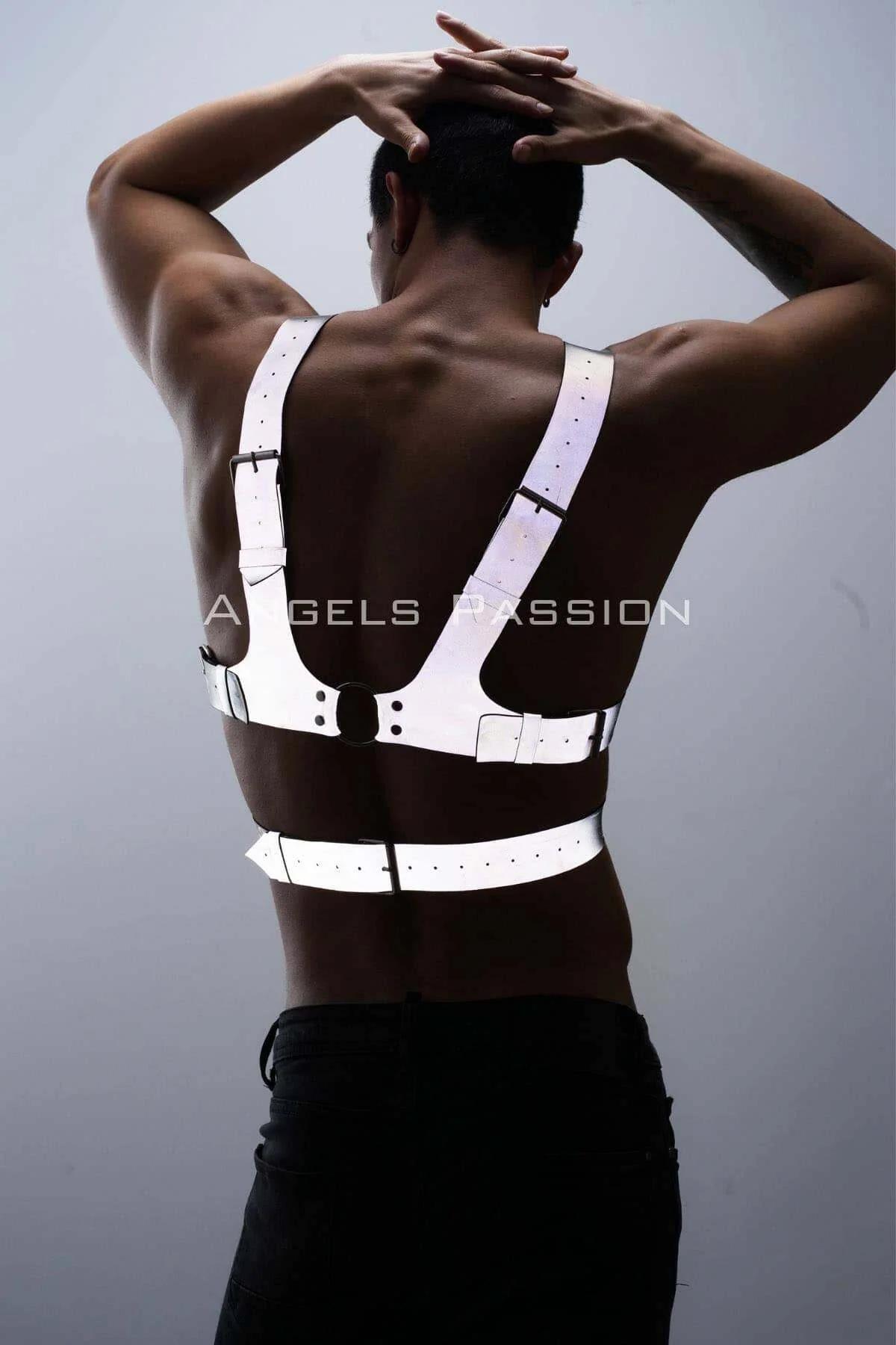 Reflective White Chest Harness with Adjustable Straps