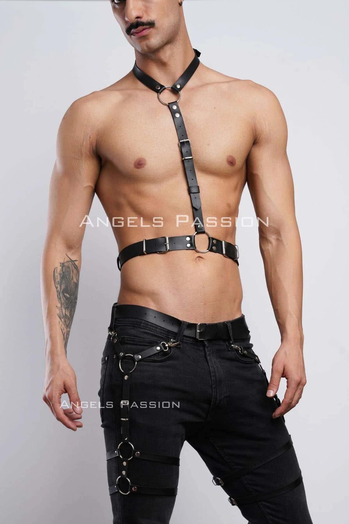 Close-up of silver zinc alloy O-ring and roller-bar buckle on black faux leather strap