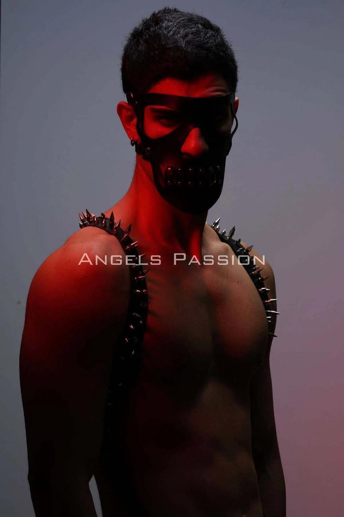 Studded Faux Leather Suspenders Harness