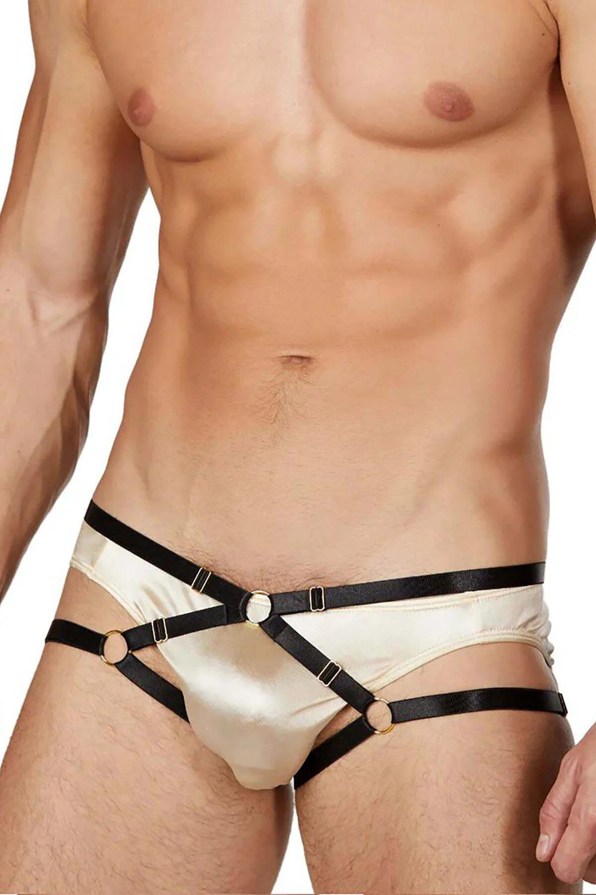 Strappy Harness Brief with O-Ring Accents