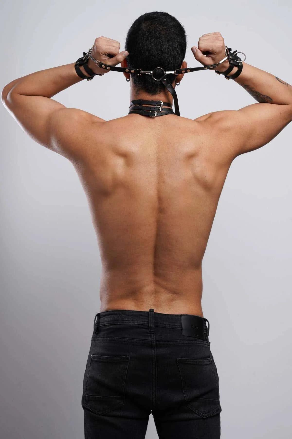 Full Body Harness with Collar & Cuffs Set