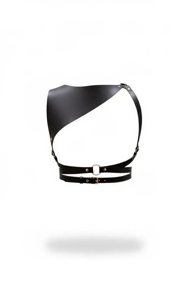 Asymmetrical Faux Leather Panel Chest Harness