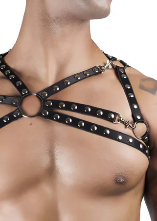 Sexy Men's Harness Top with Stud Detail - APFTM66