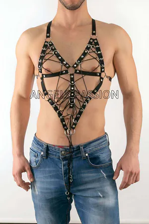 Elastic Harness on Chest - Sexy Men's Elastic Harness Models - Men's Elastic Underwear - APFTM70