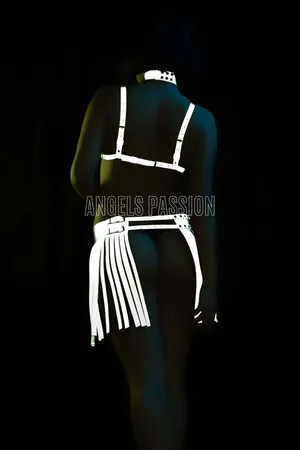 Sexy Harness Set with Glow-in-the-Dark Tasseled Skirt - APFT482