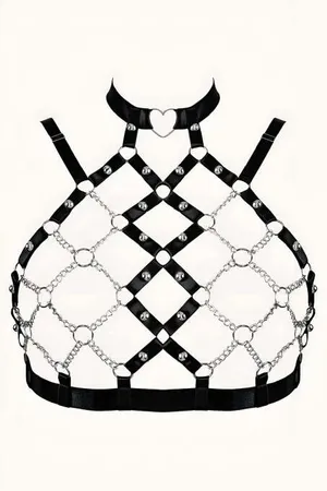 Sexy Rubber Chest Harness with Chain - APFT926