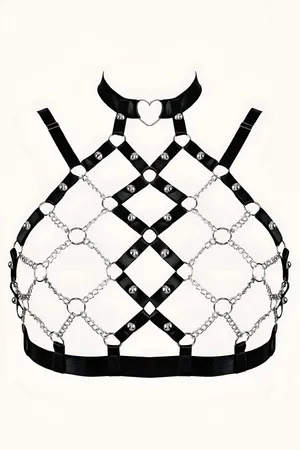 Sexy Rubber Chest Harness with Chain - APFT926