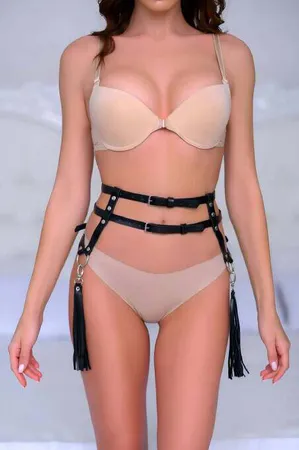 Dense Leather Tasseled Waist Belt Harness - APFT1045
