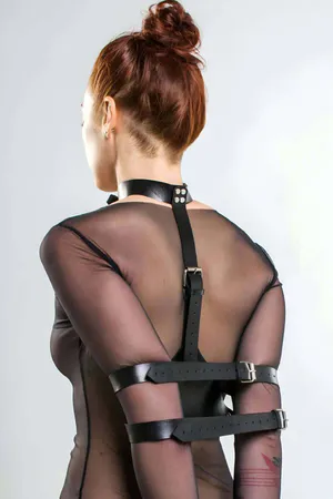 Halter Neck Fancy Leather Arm Cuff - APFT877