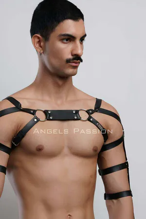 Men's Leather Arm and Chest Harness, Leather Fancy Wear - APFTM166