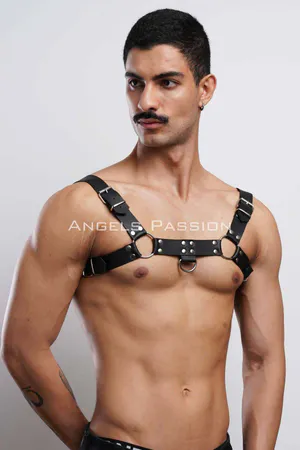 Men's Bulldog Harness, Leather Chest Accessory, Leather Men's Fancy Clothing - APFTM149