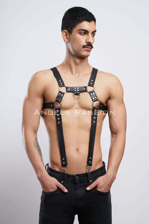 Men's Chest Harness, Men's Leather Trouser Suspenders, Men's Clubwear - APFTM23
