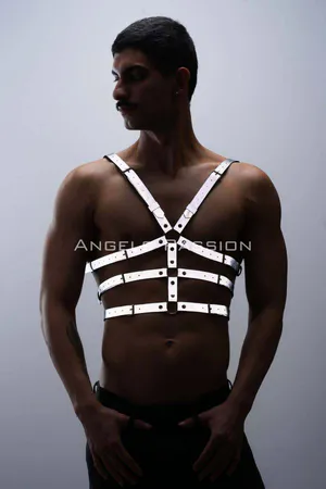 Glow in the Dark - Reflective Men's Chest Harness, Harness Over T-Shirt - APFTM38