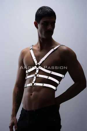 Glow in the Dark - Reflective Men's Chest Harness, Harness Over T-Shirt - APFTM38