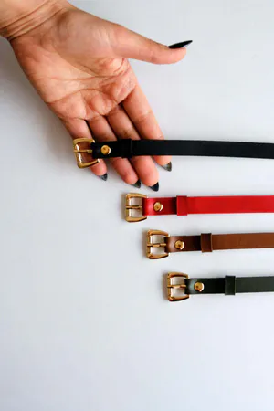 Belt Set of 4 - Gold Accessory - Black Belt - Red Belt - Khaki Belt - Tan Belt