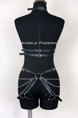 Leather Body Harness, Women's Leather Fancy Wear - APFT1084