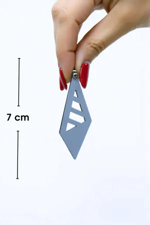 White Reflective Prism Earrings, Stylish Laser Cut Earrings - APBJ011