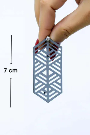 White Reflective Modern Geometric Earrings, Stylish Laser Cut Earrings - APBJ015