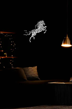 Reflective Leather Wall Decoration with Geometric Horse Figure