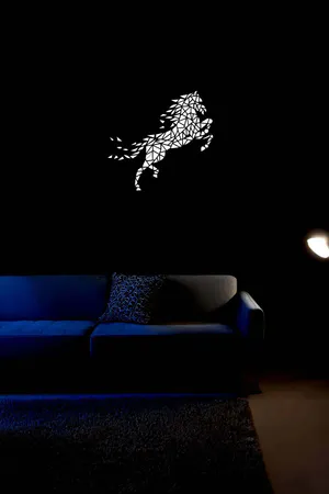 Reflective Leather Wall Decoration with Geometric Horse Figure