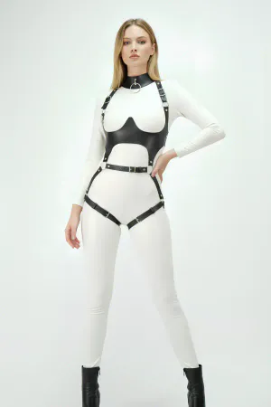 Leather Harness, Under-Bust Supported Harness Set, Leather Dancer Costume - APFT1402