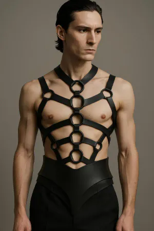 Hard Men's Chest Harness, Stylish Leather Men's Bustier - APFTM240