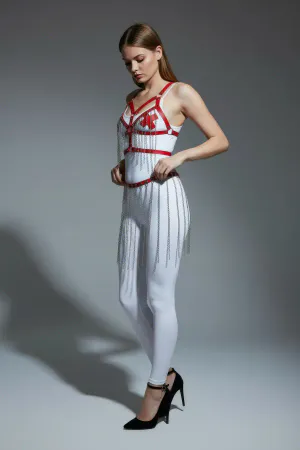 Red Skirt Chain Detailed Skirt Faux Leather Skirt - APFT496