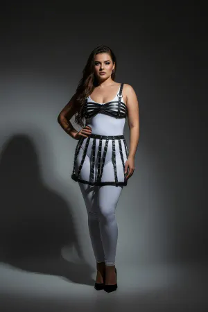 Large Size Black Leather Belt Detailed Harness Skirt Accessory - APFT899