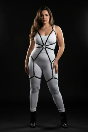 Plus Size Black Women's Harness Fancy Accessory with Rubber Garter - APFT360