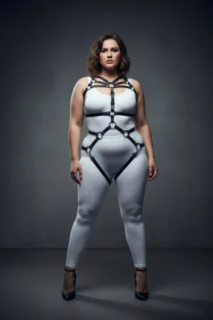 Plus Size Black Women's Harness Set Ring Detailed Fancy - APFT453