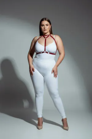 Plus Size Red Women's Leather Harness Set Stylish Fancy Body Accessory - APFT245