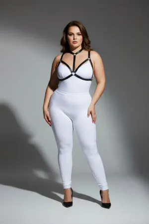 Plus Size Black Women's Rubber Harness Stylish Body Accessory - APFT93