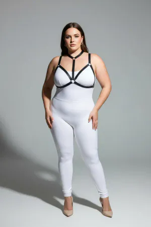 Plus Size Black Women's Rubber Harness Stylish Body Accessory - APFT93