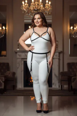 Plus Size Black Women's Leather Garter Harness Fantasy Body Accessory - APFT228